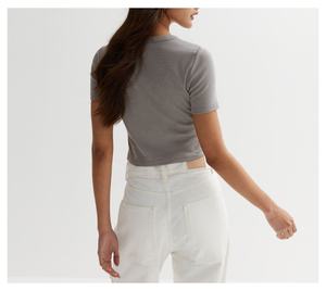 Custom logo Summer Crop Top Short Sleeve T-<b>shirt</b> Cut Breathable and Stretch Women's Crop Top <b>shirt</b> - Product Image 4