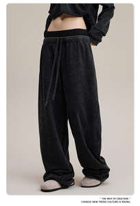 Pantalon Cargo en coton épais de haute qualité 240g pour femmes décontracté Double taille couleur unie coupe ample pleine longueur - Product Image 2