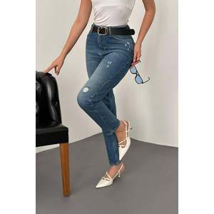 Jeans Azules con Corte Láser - Azul - Product Image 4