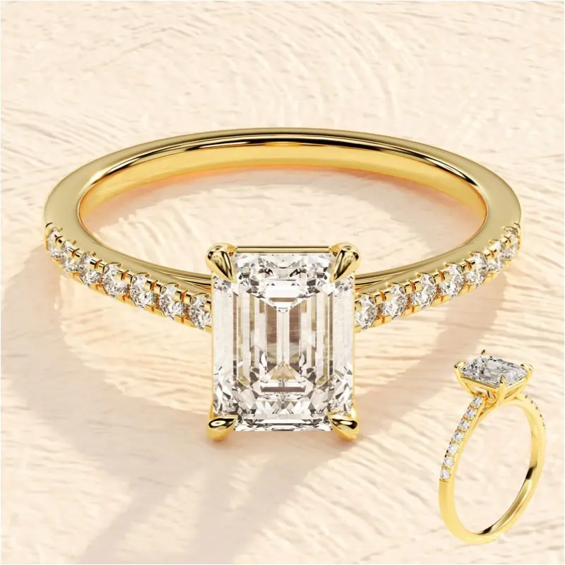 Personalizado de alta calidad 10K 14K 18K sólido Real oro Vvs Moissanite anillo de diamantes anillos de compromiso de boda para Mujeres Hombres joyería