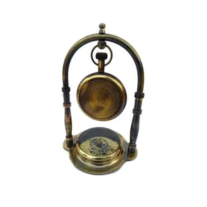 Orologio da tavolo antico in ottone marittimo a batteria più venduto con bussola Home Decor orologio nautico per la decorazione