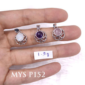 จี้เงินสเตอร์ลิง925น้ำหนักเบาพร้อมอัญมณีขนาดเล็กดีไซน์เครื่องประดับชั้นดีทำด้วยมือของขวัญเครื่องประดับเงินขายส่ง - Product Image 1