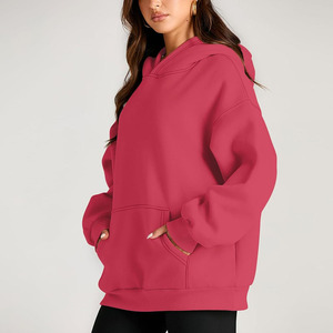 Vente en gros pas cher prix Drop-épaule polaire matériel femmes pull à capuche Streetwear femmes pull goutte épaule à capuche à capuche - Product Image 3