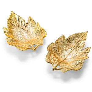 ถาดโลหะรูปใบไม้สีทองวางกลางโต๊ะสำหรับตกแต่งจานเสิร์ฟสำหรับงานปาร์ตี้ที่บ้านรูปทรงใบไม้หรูหรา - Product Image 3