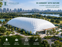 Dôme de tennis gonflable personnalisé pour parc, installation sportive durable, membrane écologique, faible teneur en carbone, déplaçable, réutilisable, gestion intelligente de l'énergie