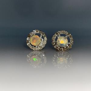 Ethiopian Natural <b>Opal</b> Diamond <b>Earrings</b> Stainless Steel Gold Plated Faceted Gemstone Jewelry for Children - Product Image 4