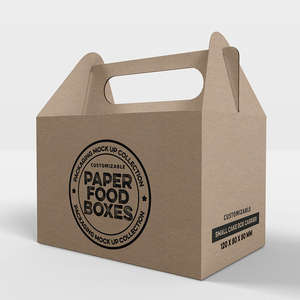 Boîte à gâteaux en papier kraft avec logo personnalisé imprimé en gros, emballage alimentaire, boîte en carton avec poignée, boîte à lunch pour hamburger imprimée - Product Image 2