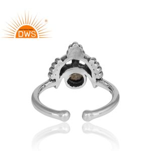 Anillo ajustable de piedras preciosas de labradorita Natural de plata esterlina oxidada más vendido Fabricante de joyería personalizada - Product Image 5