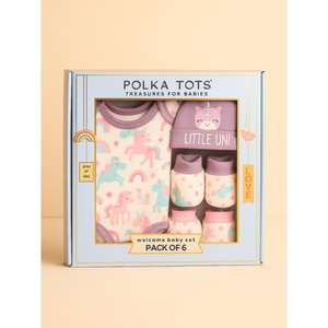 Polka Tots Lot de 6 Mini Panier Cadeau Nouveau-Né Imprimé Licorne-Lavande - Product Image 5