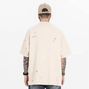 Custom Men Oversized <b>Tshirt</b> Heavyweight with Splashed Ink Print Branded <b>Tshirt</b> <b>Turtleneck</b> Streetwear <b>Tshirts</b> for Men - Product Image 2
