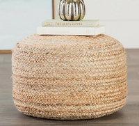Pouf tressé en jute pour la décoration intérieure, coussin de sol réglable fait main au design traditionnel, repose-pieds ottoman personnalisé pour salon