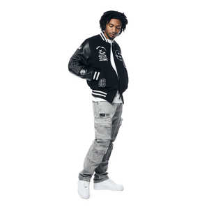 Dernière veste universitaire élégante en noir et laine pour hommes fermeture à boutons poches intérieures veste bombardier Letterman College Baseball - Product Image 3