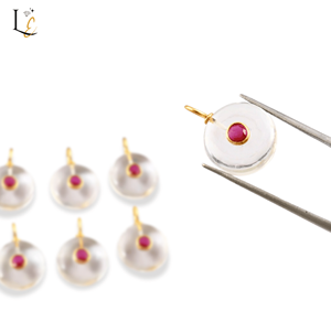 Pendentif en cristal de quartz naturel incrusté d'or vermeil, argent sterling 925, pendentifs fins, breloques pour la fabrication de bijoux, 15 mm, en vrac - Product Image 6