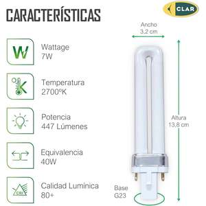 Bombilla Fluorescente de Ahorro de Energía Gemini S 7W G23 - Product Image 1