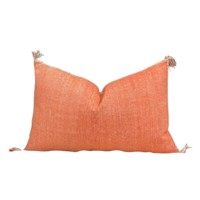 Housse de coussin Sabra faite à la main, vintage, rectangulaire, en soie de cactus, broderie personnalisable, pompon orange, pour la décoration de la maison et du salon