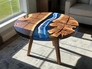 Handmade Resin Acacia Wood Art Dining <b>Table</b> Waterproof Living Room <b>Table</b> for Wedding Retirement Decor <b>Table</b> Gift Resin Tabletop - Product Image 3