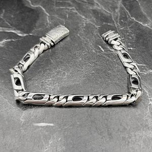 Handmade Sterling Silver Men's Cuban Link Chain <b>Bracelet</b> with Diamond Bold Masculine Jewelry Gift for Anniversary - Product Image 4