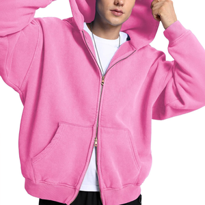 Sweat à capuche surdimensionné à fermeture éclair bidirectionnelle pour hommes, style streetwear lavé à l'acide, pour l'impression numérique en hiver - Product Image 2