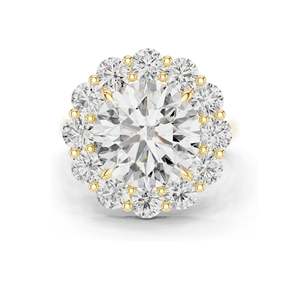 Bague halo en diamant de laboratoire rond brillant de 6,58 carats pour femmes, clarté VVS-VS EF, or 18 carats, 14 carats, 10 carats et argent 925, rose - Product Image 1