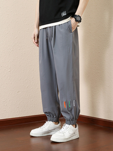 Pantalones de chándal deportivos de verano para hombre, 8XL talla grande, pantalones planos de nailon Spandex elásticos de seda helada, pantalones para correr, pantalones deportivos holgados - Product Image 4