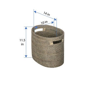 Panier ovale en rotin gris, fait main, panier de rangement, vente en gros, écologique, fabriqué au Vietnam - Product Image 2