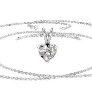 Collier pendentif chaîne à maillons en moissanite cœur 0,7 ct, or 14 carats, quatre griffes, cadeau de fête de mariage pour femme, approvisionnement direct d'usine - Product Image 1