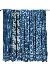 Étole en coton bleu indigo, lot mixte de 500 pièces, foulards imprimés à la main, 22x72 pouces, prix de gros - Product Image 4
