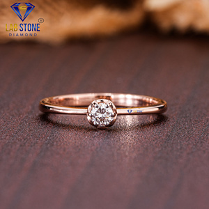 Lab-Stone Party Wear Anillo de diamantes 0,12 TDW Diamante de corte redondo 18kt Oro Rosa Color DE LA EF-VS - Product Image 1