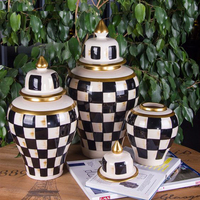 Céramique or temple pot porcelaine neige gingembre pot décoration maison décor vase avec couvercle Home Decor Grand Vase à Fleurs