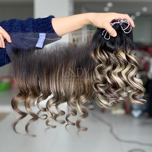 ช่อผมดิบแบบมีผมหยักศกพร้อมผมด้านหน้าและมัดเพื่อทำวิกผม - Product Image 3