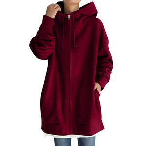 Sudaderas con capucha largas para mujer de calidad superior Tela de punto transpirable con cuello con capucha Venta caliente Técnicas impresas en línea - Product Image 2