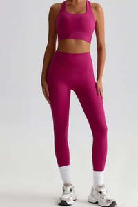 Women <b>Blue</b> Seamless Sports <b>Bra</b> Racerback Scoop Neck Medium Support Yoga Fitness - Product Image 4