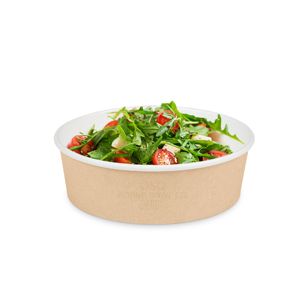 Wholesale 620ml Kraft Paper Food Round <b>Bowl</b> Stackable Sealable Greaseproof Container for Hot and cold products custom Logo - Product Image 1