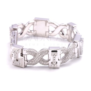 Bracelet pour homme plaqué or avec diamants taillés rond et baguette, design unique, style hip-hop, élégant - Product Image 1