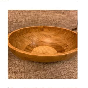 Grand bol en bois d'acacia rond naturel fait à la main, Snack en bois salade fruits nourriture soupe nouilles pâte bols - Product Image 1