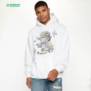 Sweat à capuche unisexe personnalisé avec strass, coupe droite, effet délavé, imprimé sérigraphié, en molleton 100% - Product Image 3