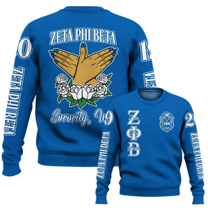 Zeta Phi Beta Crewneck Sweatshirt Women 1920 Greek Apparel <b>Blue</b> Sorority Embroidered Pullover - Product Image 6