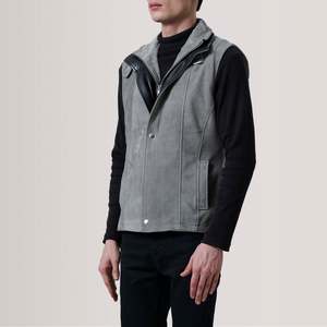 เสื้อกั๊กหนังกลับน้ำหนักเบาสำหรับผู้ชาย ยี่ห้อ Zane Grey  ตกแต่งโลโก้ตามสั่ง ผ้าโพลีเอสเตอร์กันน้ำ ผ้าเดนิม สำหรับใส่หน้าร้อน บุด้วยผ้าฝ้าย ตกแต่งด้วยโลโก้ - Product Image 3