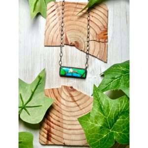 Tia Long Turquoise <b>Blue</b> Dahlia <b>Necklace</b> Elegant Sterling Silver with Bezel Setting Gift - Product Image 1