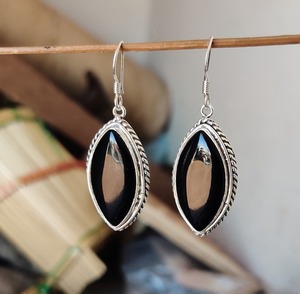 เครื่องประดับต่างหูคลาสสิกสำหรับผู้หญิงเครื่องประดับเงินสไตล์ Boho 925เงินแท้สีดำนิลอัญมณีแฮนด์เมดต่างหูของขวัญ - Product Image 4