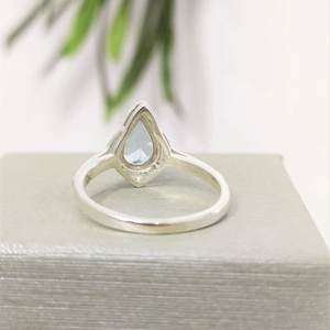 Design unique 925 argent Sterling femmes bague fine mariage fiançailles ensemble aigue-marine pierre poire coupe pour la fête en gros en vrac - Product Image 5