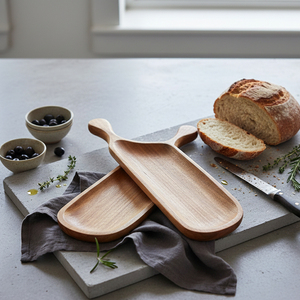Plateaux de service en bois naturel durables avec finition lisse, lavables au lave-vaisselle et réutilisables pour la cuisine, la salle à manger, la décoration de la maison et l'utilisation hôtelière - Product Image 4