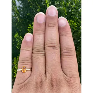 แหวนเพชรซิทรินทรงวงรีในทองคำ 14k - Product Image 4