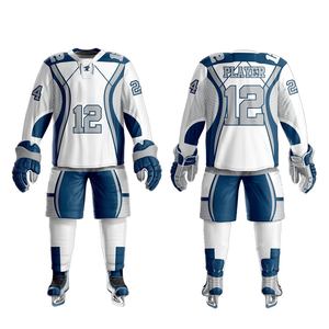 Logo personnalisé de haute qualité Conception de maillot de hockey sur glace OEM Uniforme Sublimation Impression haute visibilité Polyester Sports - Product Image 4