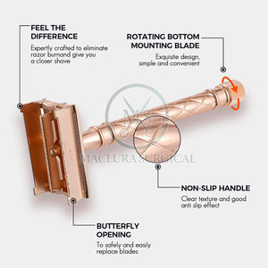มีดโกนแบบปลอดภัยด้ามจับมีพื้นผิวเพื่อการควบคุมที่แม่นยำและประสบการณ์การโกนที่นุ่มนวลมีดโกนแบบปลอดภัย - Product Image 6