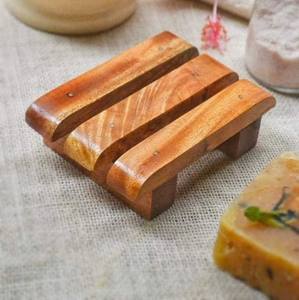 Vente directe d'usine, kit porte-savon, sous-verres en bois, petit plateau en bois, ensembles de salle de bain en bois, provenant d'un grossiste indien - Product Image 1