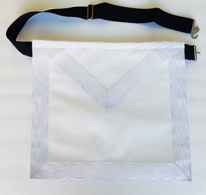 Factory Wholesale Customized Plain Leather Lambskin Lightweight Square Shape Freemason Masonic <b>White</b> Receptionist <b>Aprons</b> - Product Image 6