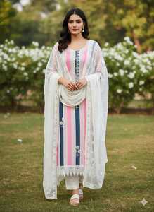 FOUX JORJET-Vêtements Salwar Kameez pour mariage, broderie et impression numérique - Product Image 4