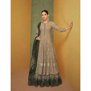 Vêtements de mariage Belle broderie lourde en fausse georgette Salwar Kameez avec Dupatta Fournisseur mondial - Product Image 1