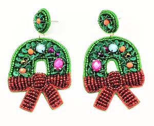 Pendientes de tuerca geométricos con cuentas de semillas de cristal dorado, moda navideña, personalidad elegante, regalo a granel con perlas, aniversario - Product Image 3